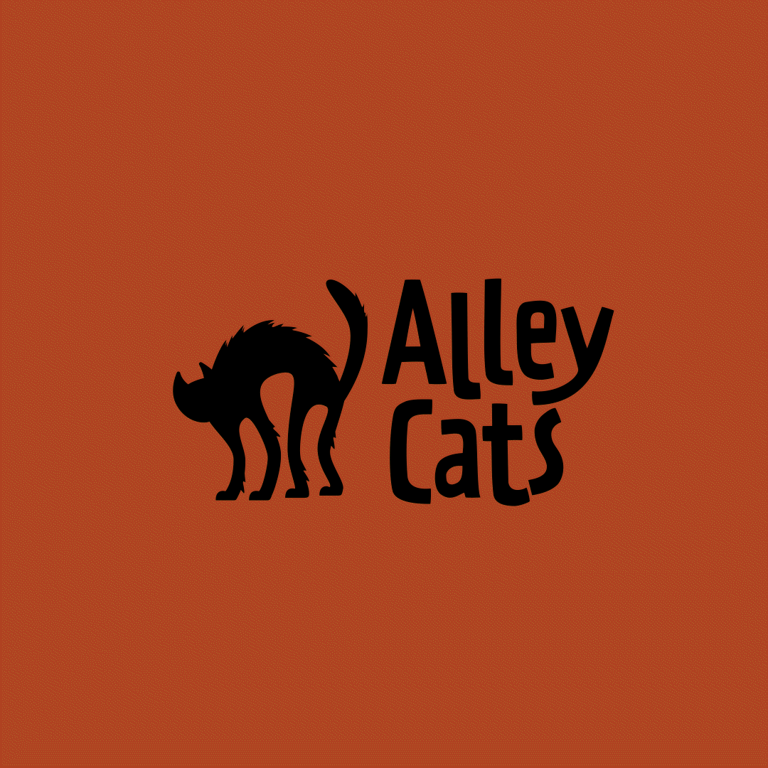 alley cats logo animation with different colours