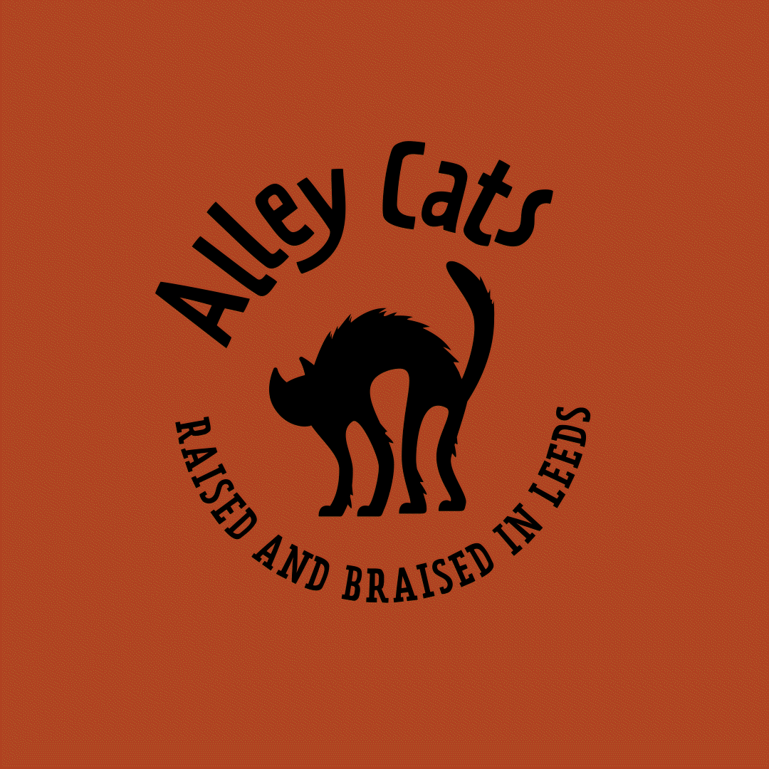 alley cats logo animation with different colours and moveable typography