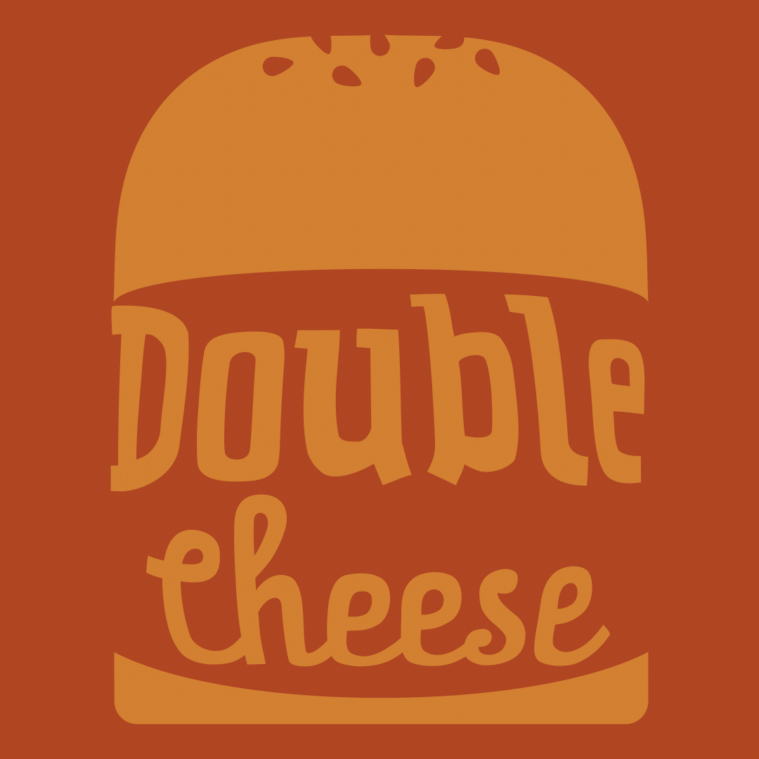illustrations of the different burgers they serve at alley cats using typography