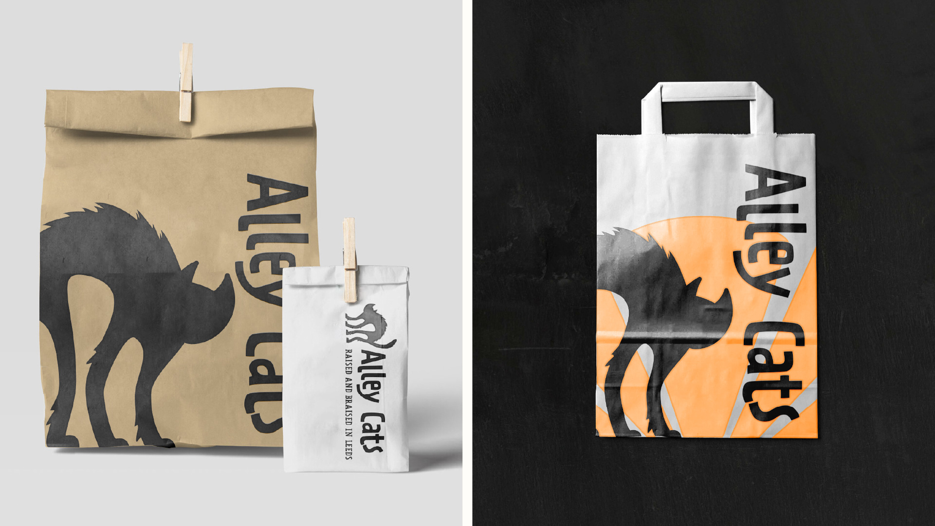 Alley cats branded printed paper carry-on bags